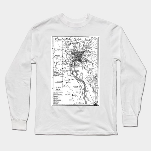 Vintage Map of Cairo Egypt (1911) Long Sleeve T-Shirt by Bravuramedia